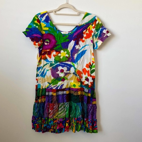 Jams World Hattie Dress Tiered Ruffle Hem Floral Tropical Size: S - Picture 1 of 5